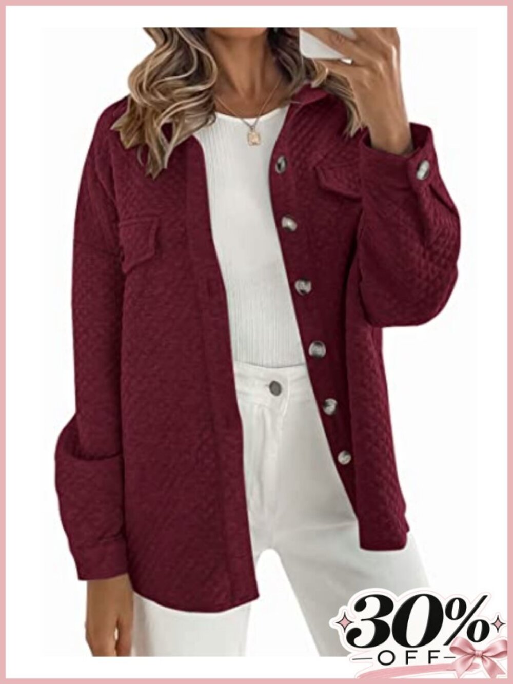 Women's Oversized Button Down Shacket Jacket Long Sleeve Polyester Blend Loose